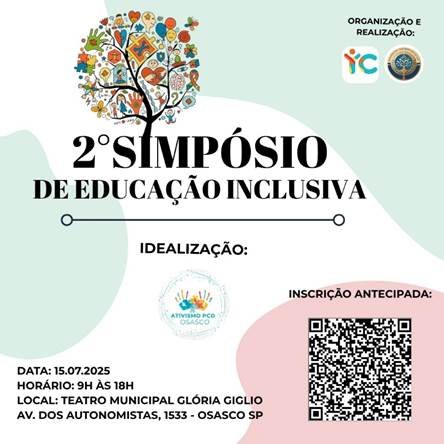 post do simposio com logo do evento, dados e a direita no rodapé o QR Code para inscrição Gratuita