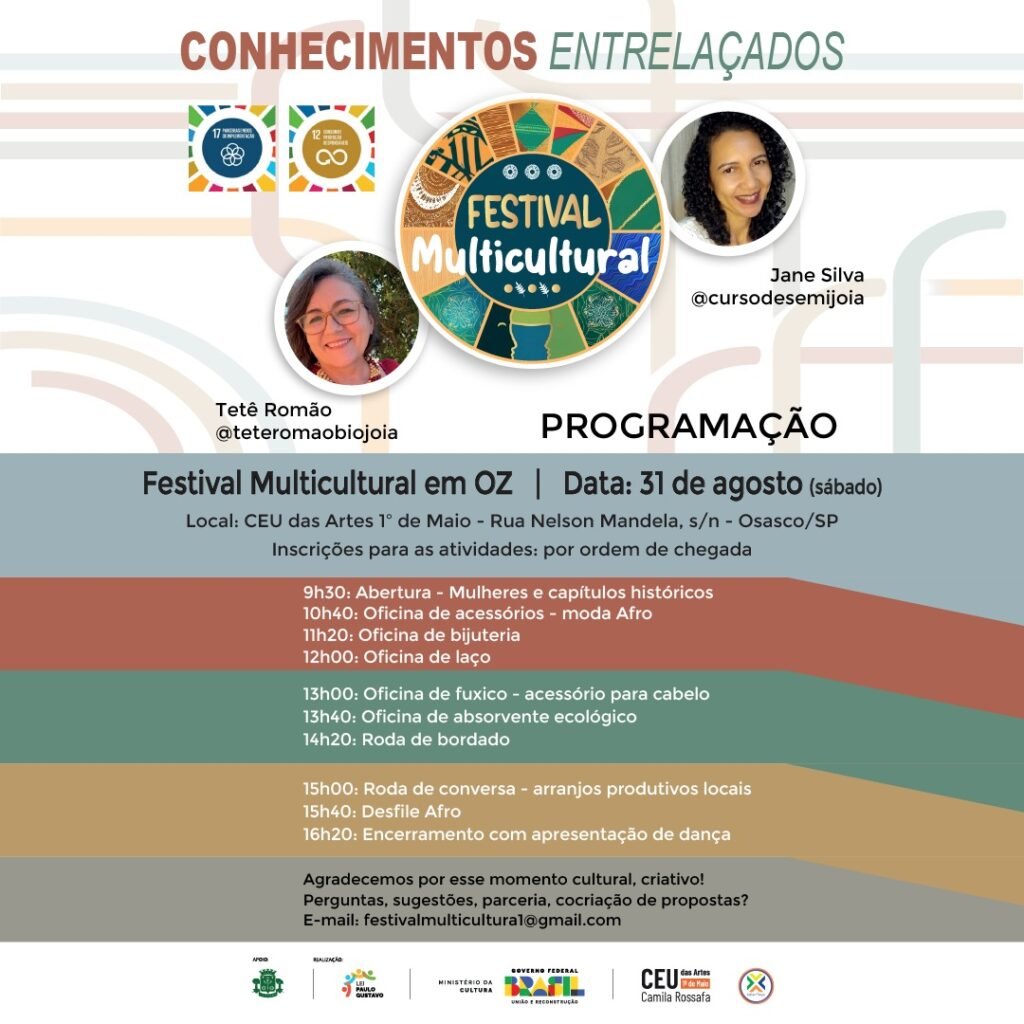 banner com a programação do festival com as fotos da Tetê e da Jane. No rodapé os logos do festival e da lei paulo gustavo.