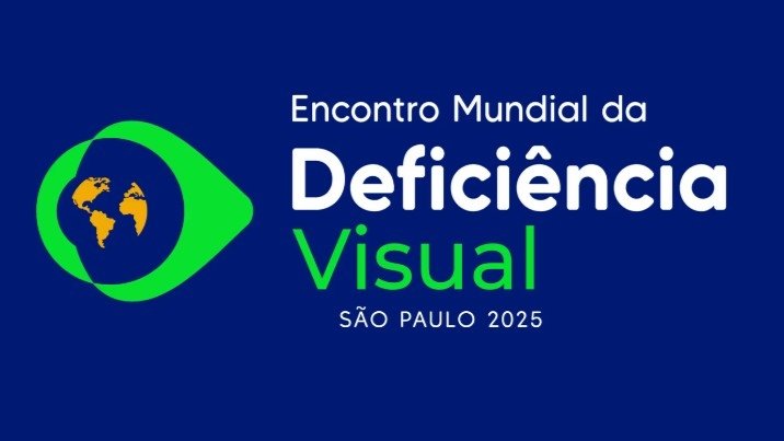 banner fundo azul escuro com o titulo do evento e do lado esquerdo um logo de um desenho de um olho que reflete outros continentes do mapa mundial